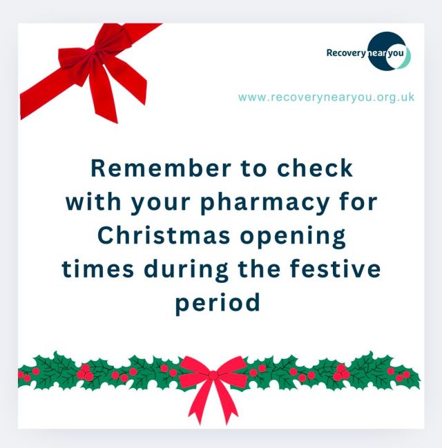 Please remember to check with your pharmacy over the Christmas period for opening hours as they may change during the festive period. 

#rny #christmas #xmasperiod #support